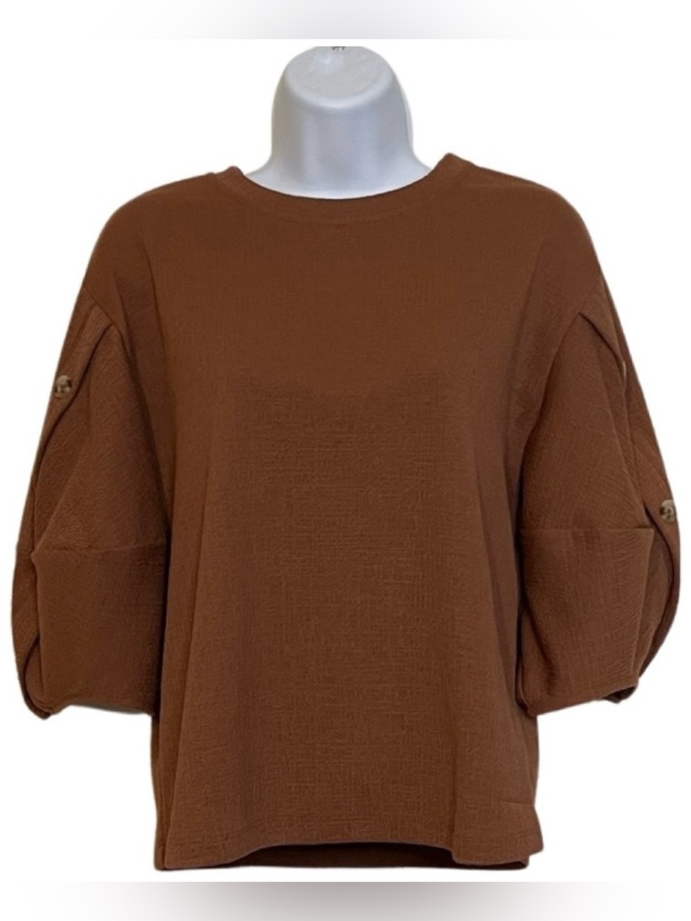 Current Air Women's Brown Orange/ Rust Relaxed Balloon Sleeve Top Size XS
